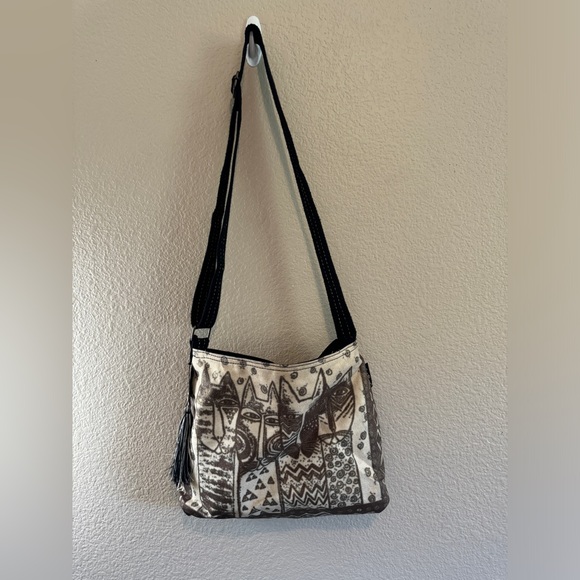 Laurel Burch Wild Cat Family Metallic Gold SPARKLE Crossbody Bag - Picture 7 of 7